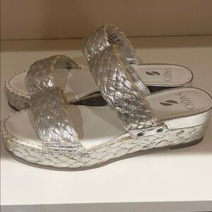 SARTO By Franco Sarto Silver Woven Sandals
